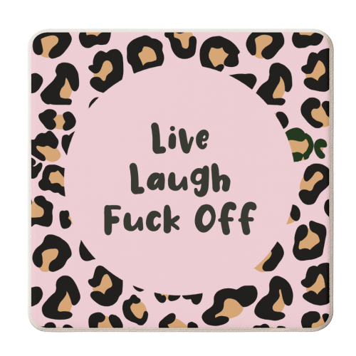 Live Laugh Leopard Print - personalised beer coaster by Rock and Rose Creative