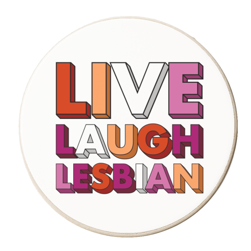 Live laugh lesbian flag - personalised beer coaster by The Girl Next Draw