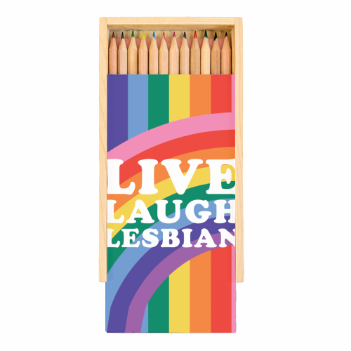 Live Laugh Lesbian Giftware - Coloured Pencils with Box by AbiGoLucky