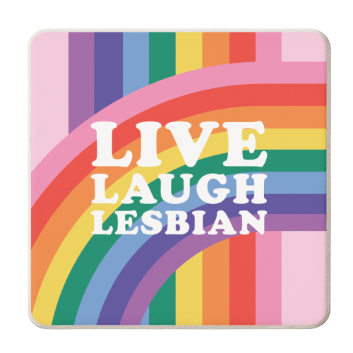 Live Laugh Lesbian Giftware - personalised beer coaster by AbiGoLucky