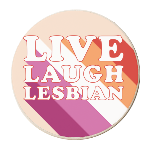 Live Laugh Lesbian LGBTQ+ Pride Month Gift - personalised beer coaster by AbiGoLucky