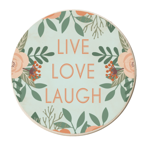 Live Love Laugh - Vintage Floral - personalised beer coaster by InspiredImages