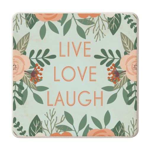 Live Love Laugh - Vintage Floral - personalised beer coaster by InspiredImages