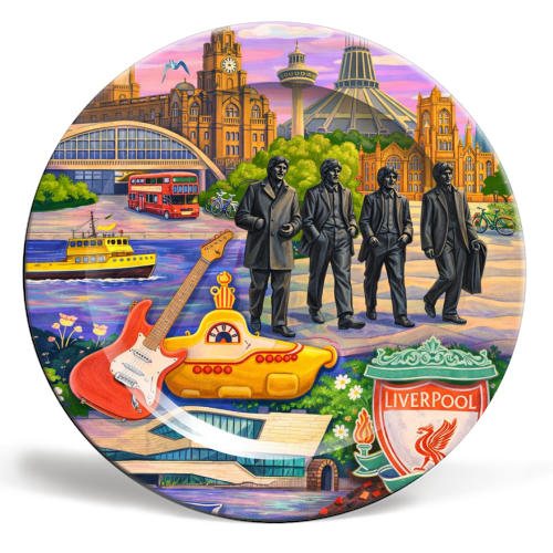 Liverpool Collage - ceramic dinner plate by AP