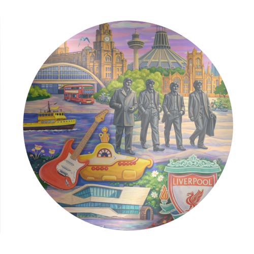 Liverpool Collage - Circle Sticker by AP