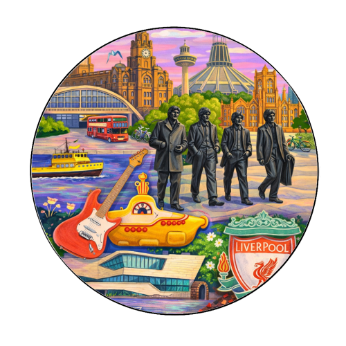 Liverpool Collage - Circle Sticker by AP