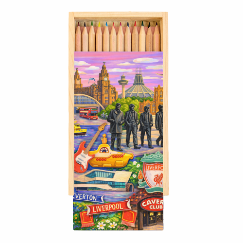 Liverpool Collage - Coloured Pencils with Box by AP