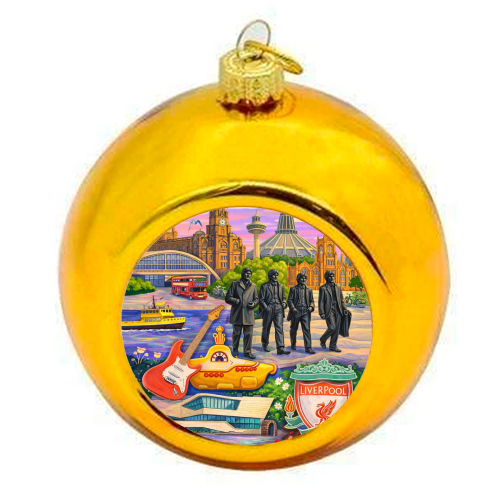 Liverpool Collage - colourful christmas bauble by AP