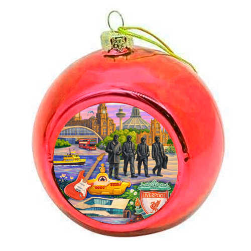 Liverpool Collage - colourful christmas bauble by AP