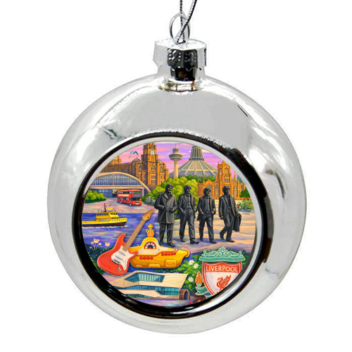 Liverpool Collage - colourful christmas bauble by AP