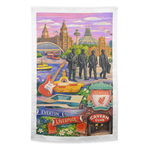 Liverpool Collage - funny tea towel by AP