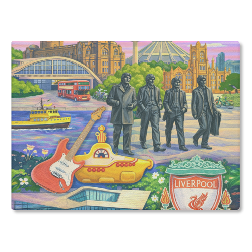 Liverpool Collage - glass chopping board by AP