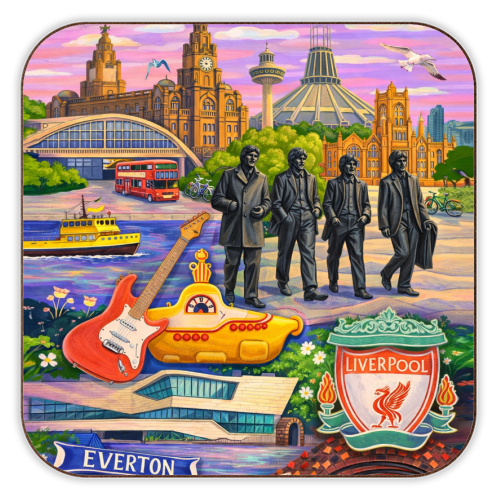 Liverpool Collage - personalised beer coaster by AP
