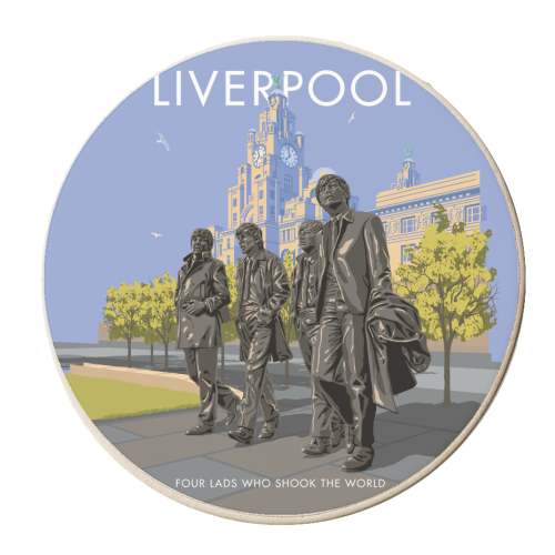 Liverpool, Four Lads who Shook the World. - personalised beer coaster by Stephen Millership
