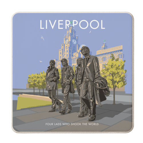 Liverpool, Four Lads who Shook the World. - personalised beer coaster by Stephen Millership