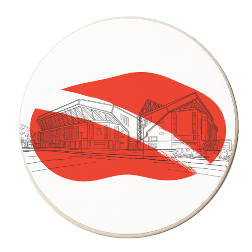 Liverpool Stadium Graphic Illustration (Red) - personalised beer coaster by Adam Regester