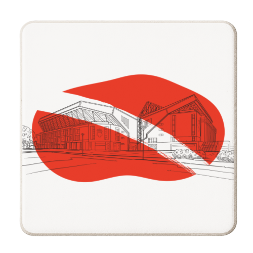 Liverpool Stadium Graphic Illustration (Red) - personalised beer coaster by Adam Regester