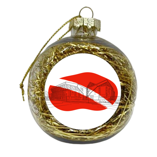 Liverpool Stadium Graphic Illustration (Red) - xmas bauble by Adam Regester