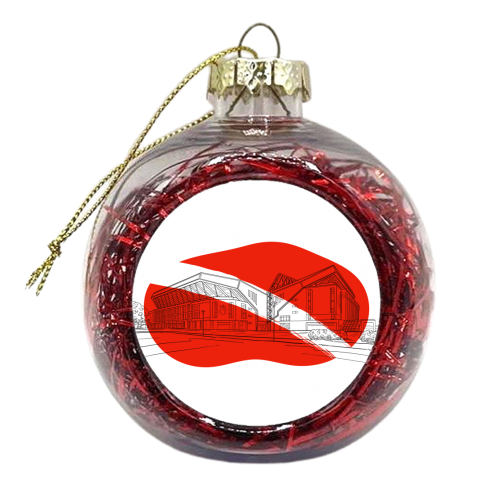 Liverpool Stadium Graphic Illustration (Red) - xmas bauble by Adam Regester