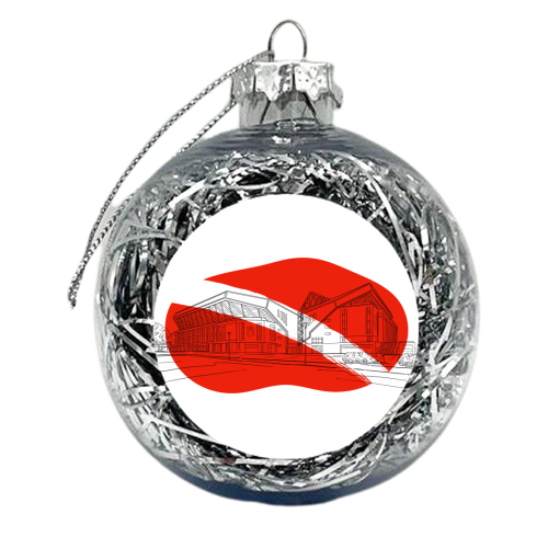 Liverpool Stadium Graphic Illustration (Red) - xmas bauble by Adam Regester