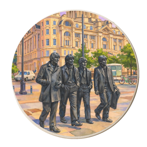 Liverpool Statue - personalised beer coaster by AP