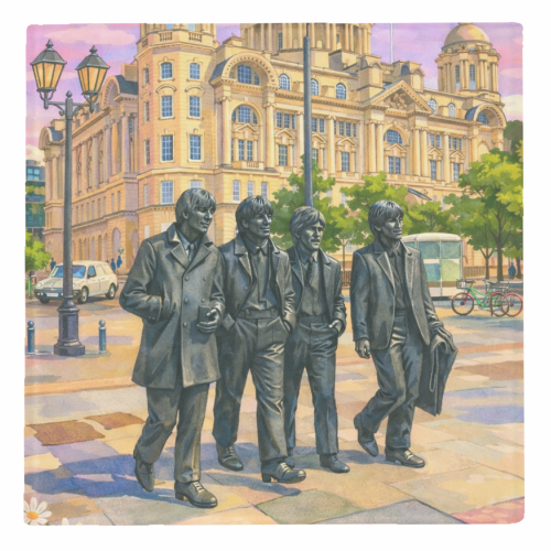 Liverpool Statue - personalised beer coaster by AP