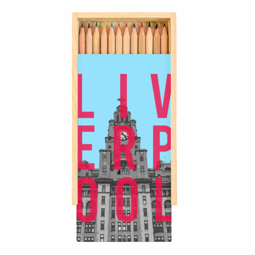 LIVERPOOL - The Royal Liver Building - Coloured Pencils with Box by AP