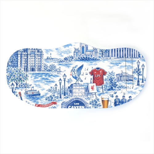 Liverpool Toile Blue - face cover mask by Ms Doodle