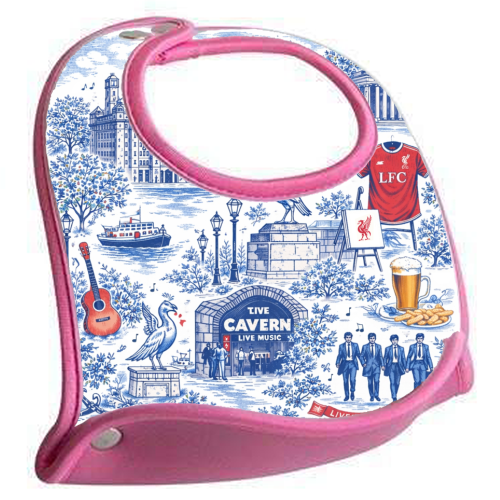 Liverpool Toile Blue - feeding bib by Ms Doodle