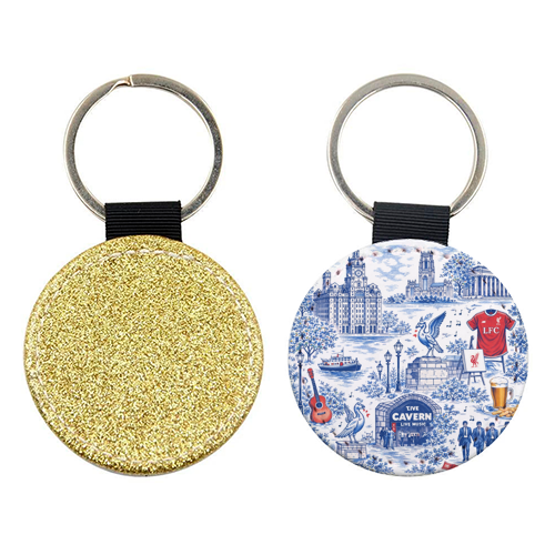 Liverpool Toile Blue - keyring by Ms Doodle