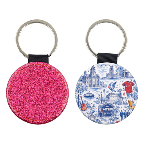 Liverpool Toile Blue - keyring by Ms Doodle