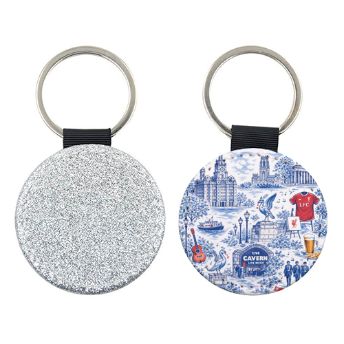 Liverpool Toile Blue - keyring by Ms Doodle