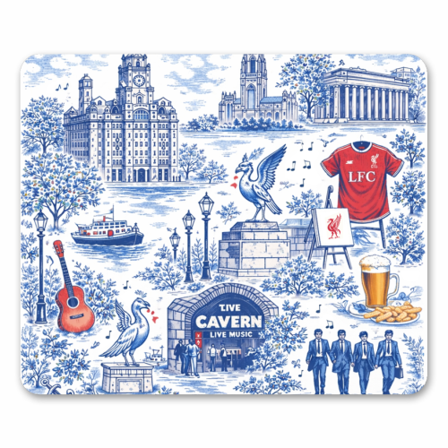 Liverpool Toile Blue - mouse mat by Ms Doodle