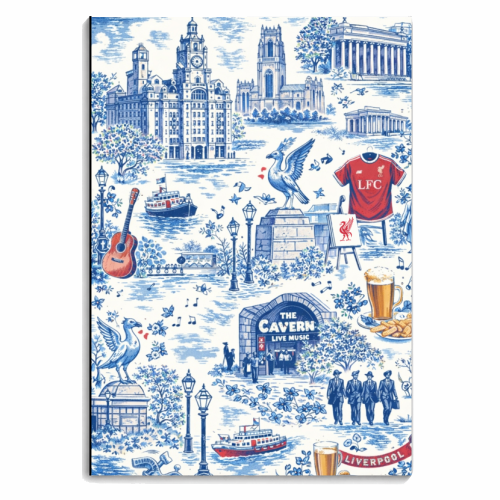 Liverpool Toile Blue - personalised A4, A5, A6 notebook by Ms Doodle