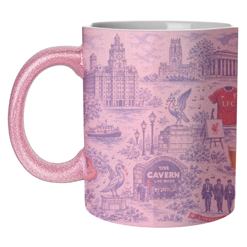 Liverpool Toile Blue - unique mug by Ms Doodle