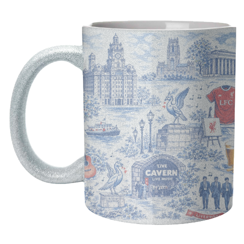 Liverpool Toile Blue - unique mug by Ms Doodle