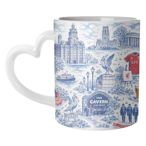 Liverpool Toile Blue - unique mug by Ms Doodle
