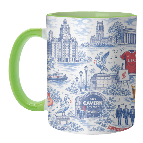 Liverpool Toile Blue - unique mug by Ms Doodle