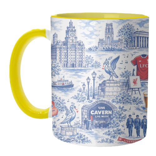 Liverpool Toile Blue - unique mug by Ms Doodle