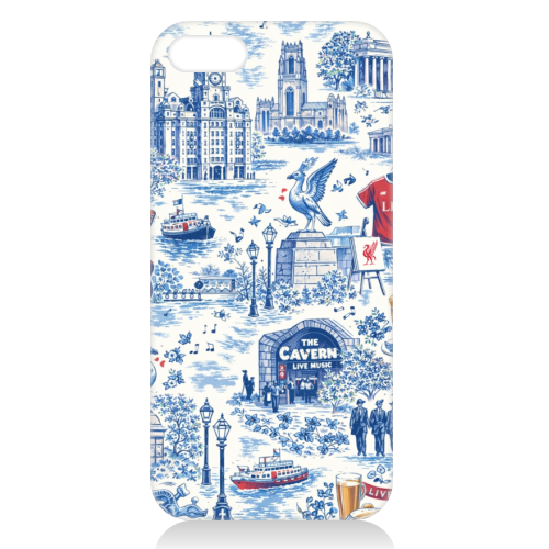 Liverpool Toile Blue - unique phone case by Ms Doodle