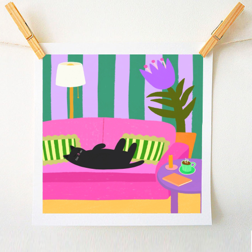 Living Room Naps - A1 - A4 art print by The Paper Tail