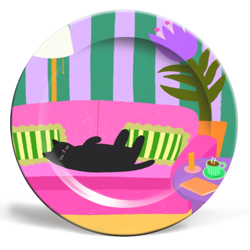 Living Room Naps - ceramic dinner plate by The Paper Tail