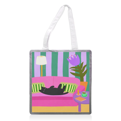 Living Room Naps - printed canvas tote bag by The Paper Tail
