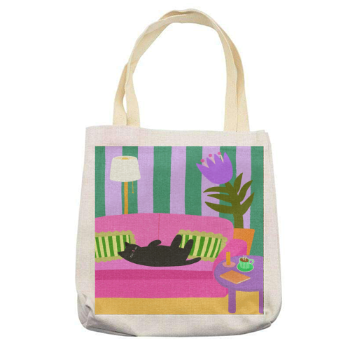 Living Room Naps - printed canvas tote bag by The Paper Tail