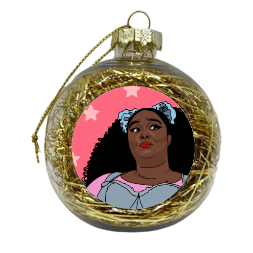 Lizzo star print - xmas bauble by The Girl Next Draw