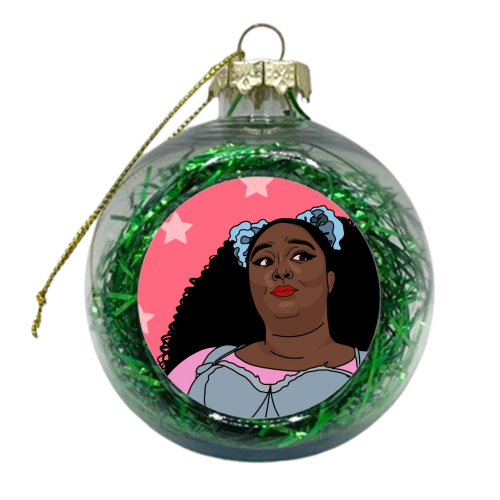 Lizzo star print - xmas bauble by The Girl Next Draw