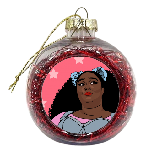 Lizzo star print - xmas bauble by The Girl Next Draw