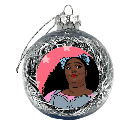 Lizzo star print - xmas bauble by The Girl Next Draw