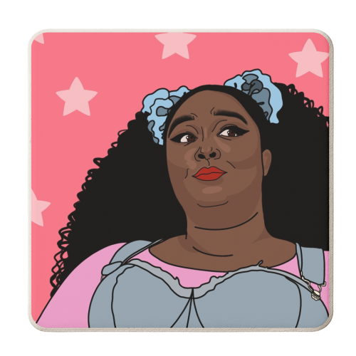 Lizzo star print - personalised beer coaster by The Girl Next Draw