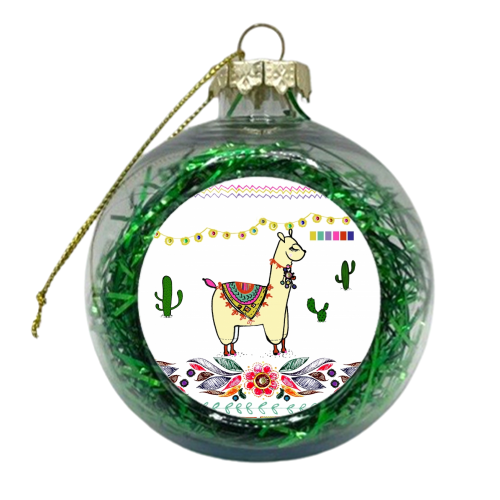 Llama - xmas bauble by Yaz Raja